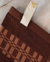 Superior Larissa Geometric Embroidered Jacquard Border Cotton -Pc. Bath Towel Set