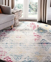 Safavieh Madison MAD304M Ivory and Blue 6'7" x 6'7" Round Area Rug