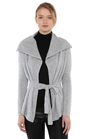 Jennie Liu Women's 100% Pure Cashmere Long Sleeve Belted Cardigan Sweater