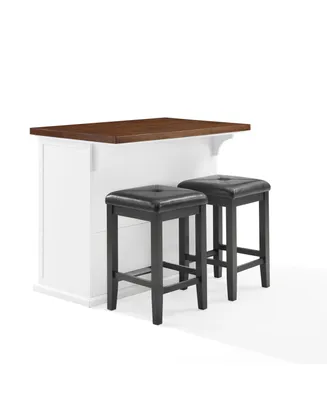 Crosley Furniture Bartlett 42" Wood Top Kitchen Island W/Uph Square Stools