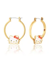 Sanrio Hello Kitty Hoop Gold Plated and Enamel Earrings, Officially Licensed