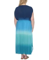 Raviya Plus Size Ombre Front-Slit Maxi Cover-Up Dress