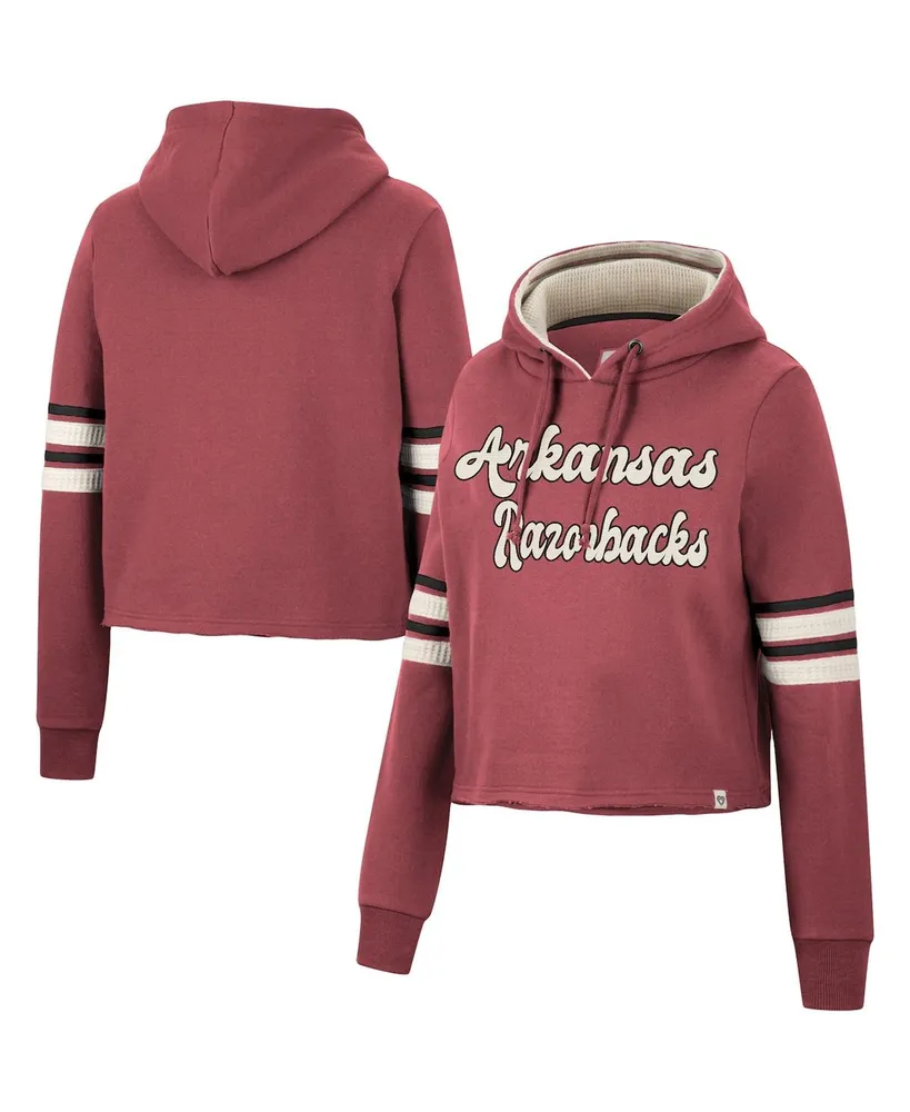 Women's Colosseum Cardinal Arkansas Razorbacks Retro Cropped Pullover Hoodie