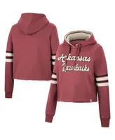 Women's Colosseum Cardinal Arkansas Razorbacks Retro Cropped Pullover Hoodie