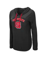 Women's Colosseum Black Nc State Wolfpack My Lover Lightweight Hooded Long Sleeve T-shirt