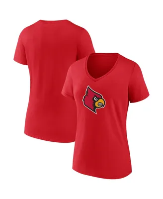 Women's Fanatics Red Louisville Cardinals Evergreen Logo V-Neck T-shirt