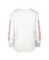 Women's '47 Brand White Distressed Oklahoma Sooners Statement Soa 3-Hit Long Sleeve T-shirt