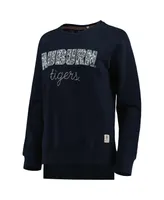 Women's Pressbox Navy Auburn Tigers Steamboat Animal Print Raglan Pullover Sweatshirt