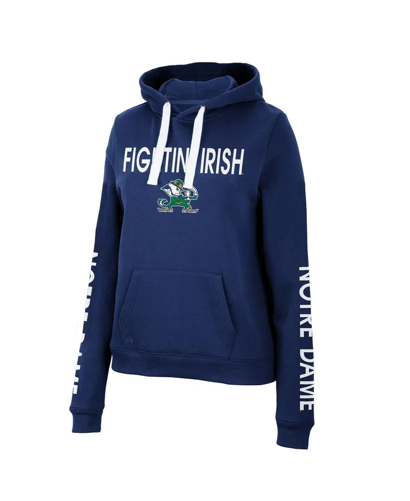 Women's Colosseum Navy Notre Dame Fighting Irish 3-Hit Pullover Sweatshirt