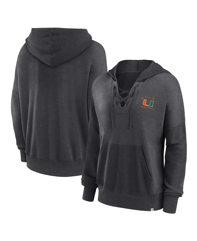 Women's Fanatics Heather Charcoal Miami Hurricanes Campus Lace-Up Pullover Hoodie