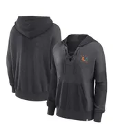 Women's Fanatics Heather Charcoal Miami Hurricanes Campus Lace-Up Pullover Hoodie