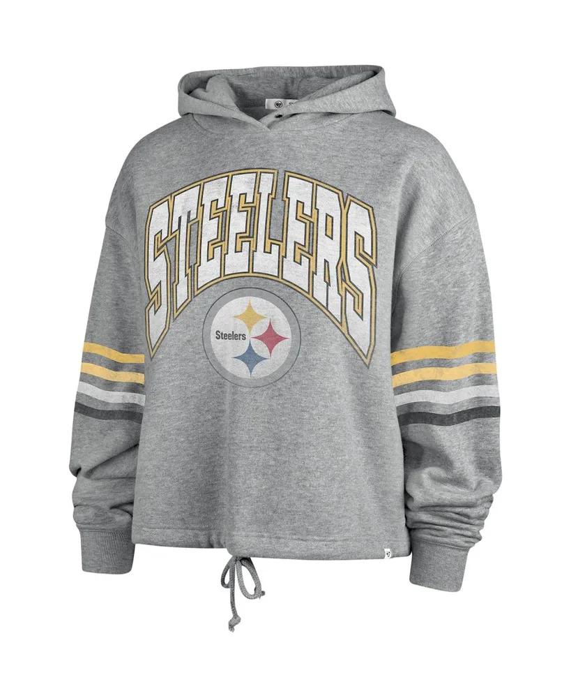 Women's '47 Brand Heather Gray Distressed Pittsburgh Steelers Upland Bennett Pullover Hoodie