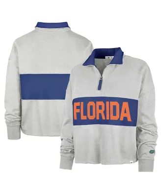 Women's '47 Brand Gray Florida Gators Next Level Remi Cropped Quarter-Zip Sweatshirt