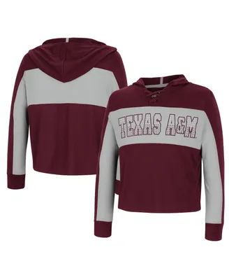 Big Girls Colosseum Maroon Texas A&M Aggies Galooks Hoodie Lace-Up Long Sleeve T-shirt