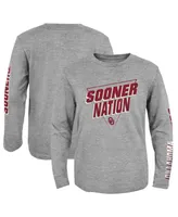 Big Boys Heather Gray Oklahoma Sooners 2-Hit For My Team Long Sleeve T-shirt