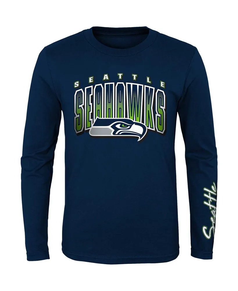 Big Boys Neon Green, Navy Seattle Seahawks Fan Fave T-shirt Combo Set