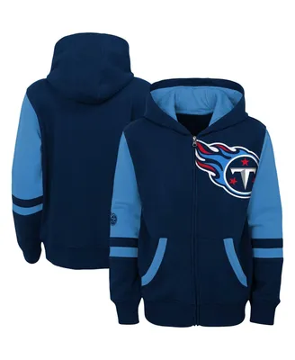 Big Boys Navy Tennessee Titans Colorblock Full-Zip Hoodie