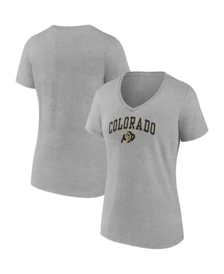 Women's Fanatics Heather Gray Colorado Buffaloes Evergreen Campus V-Neck T-shirt