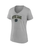 Women's Fanatics Heather Gray Notre Dame Fighting Irish Evergreen Campus V-Neck T-shirt