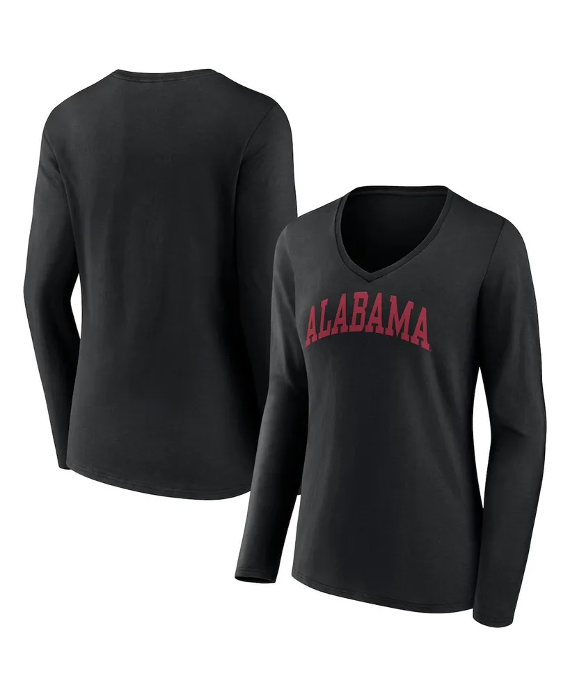 Women's Fanatics Black Alabama Crimson Tide Basic Arch Long Sleeve V-Neck T-shirt