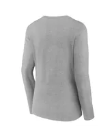 Women's Fanatics Heather Gray North Carolina Tar Heels Evergreen Campus Long Sleeve V-Neck T-shirt