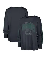 Women's '47 Brand Navy Distressed Seattle Seahawks Tom Cat Long Sleeve T-shirt