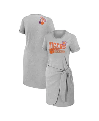 Women's Wear by Erin Andrews Heather Gray Clemson Tigers Knotted T-shirt Dress
