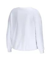 Women's Wear by Erin Andrews White Nebraska Huskers Diamond Long Sleeve Cropped T-shirt