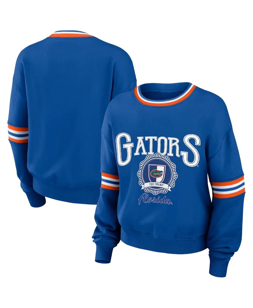 Women's Wear by Erin Andrews Royal Distressed Florida Gators Vintage-Like Pullover Sweatshirt