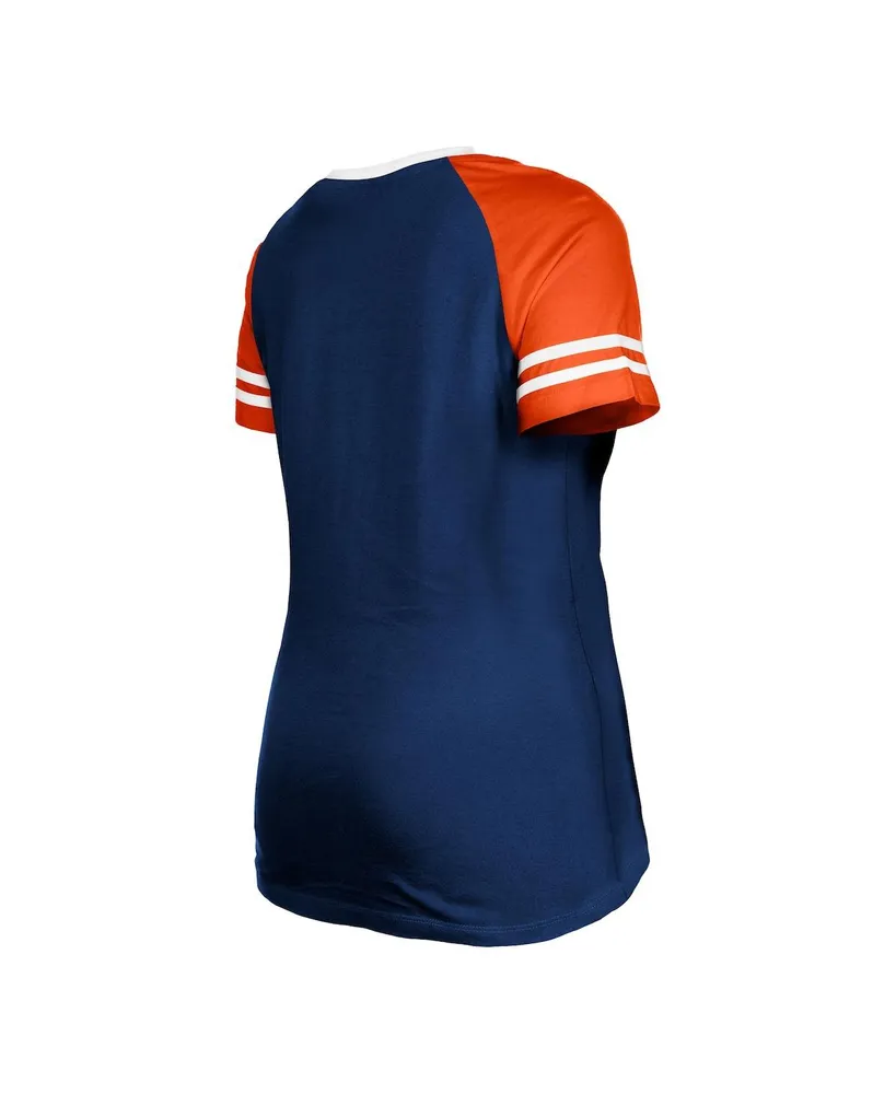 Women's New Era Navy Chicago Bears Raglan Lace-Up T-shirt