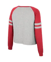 Women's Colosseum Heather Gray Alabama Crimson Tide I'm Gliding Here Raglan Long Sleeve Cropped T-shirt