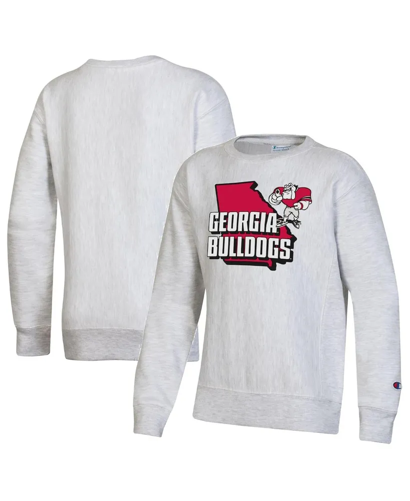 Big Boys Champion Heather Gray Georgia Bulldogs Reverse Weave Pullover Sweatshirt