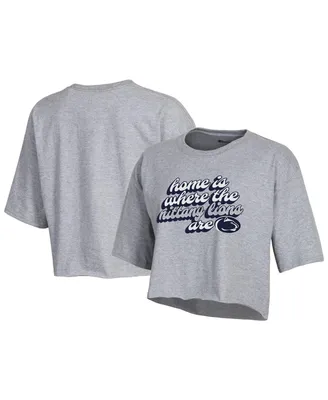 Women's Champion Gray Penn State Nittany Lions Boyfriend Cropped T-shirt