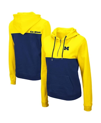 Women's Colosseum Maize, Navy Michigan Wolverines Aidan Lightweight Quarter-Zip Hoodie