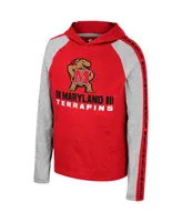 Big Boys Colosseum Red Maryland Terrapins Ned Raglan Long Sleeve Hooded T-shirt