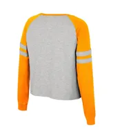 Women's Colosseum Heather Gray Tennessee Volunteers I'm Gliding Here Raglan Long Sleeve Cropped T-shirt