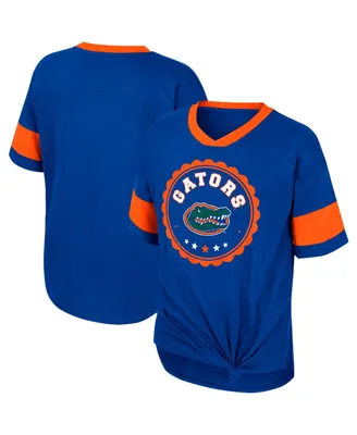 Big Girls Colosseum Royal Florida Gators Tomika Tie-Front V-Neck T-shirt