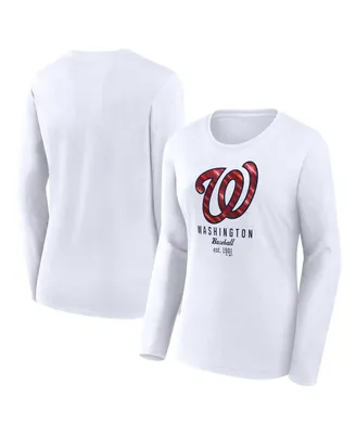 Women's Fanatics White Washington Nationals Long Sleeve T-shirt