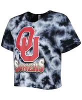 Women's ZooZatz Black Oklahoma Sooners Cloud-Dye Cropped T-shirt