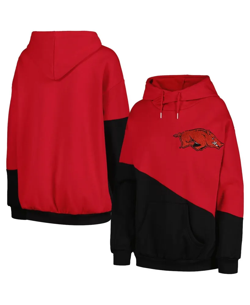 Women's Gameday Couture Cardinal, Black Arkansas Razorbacks Matchmaker Diagonal Cowl Pullover Hoodie