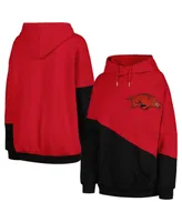 Women's Gameday Couture Cardinal, Black Arkansas Razorbacks Matchmaker Diagonal Cowl Pullover Hoodie