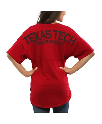 Women's Red Texas Tech Raiders Spirit Jersey Oversized T-shirt