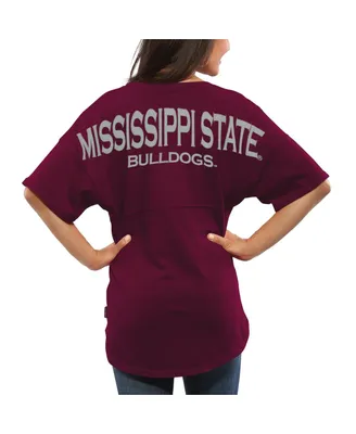 Women's Maroon Mississippi State Bulldogs Spirit Jersey Oversized T-shirt