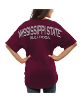 Women's Maroon Mississippi State Bulldogs Spirit Jersey Oversized T-shirt