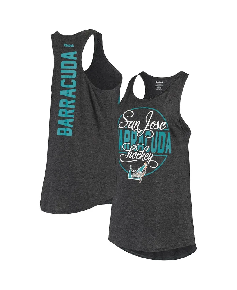 Women's Reebok Heathered Black San Jose Barracuda Tri-Blend Circle Tank Top