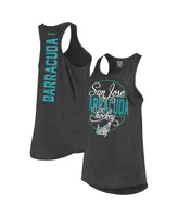 Women's Reebok Heathered Black San Jose Barracuda Tri-Blend Circle Tank Top