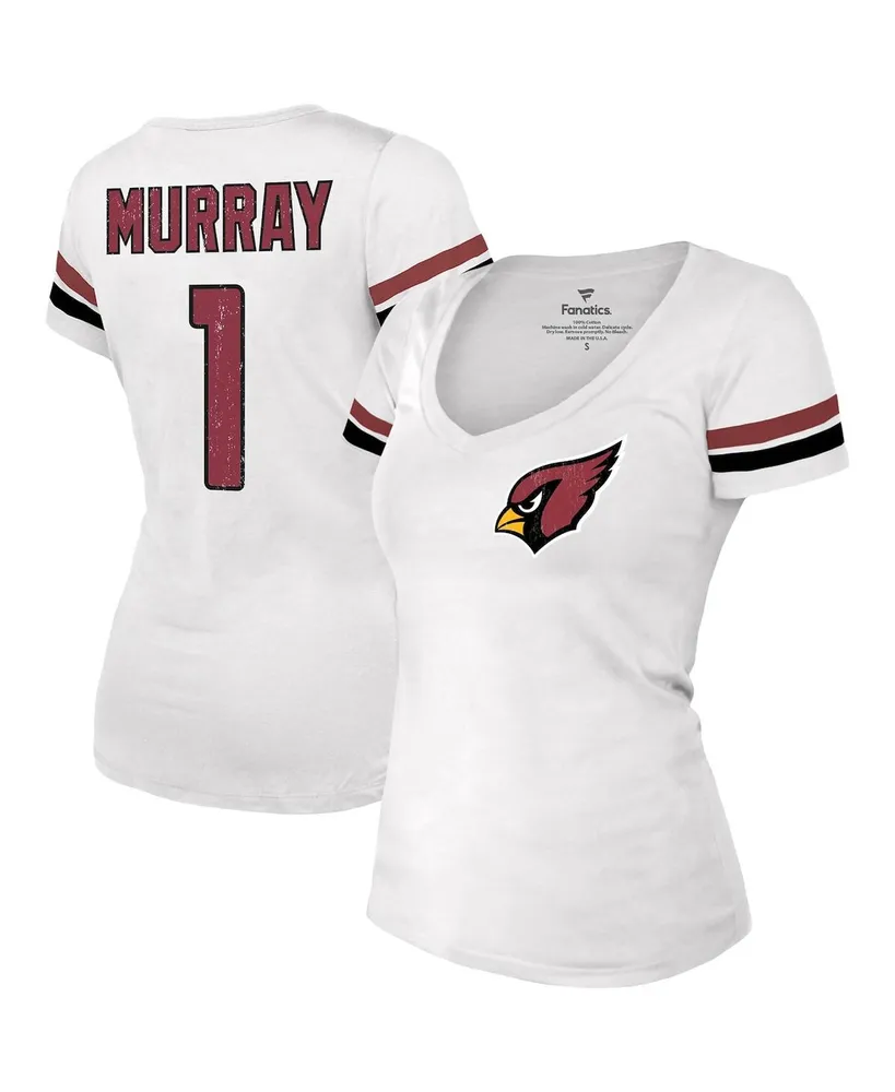 Women's Fanatics Kyler Murray White Distressed Arizona Cardinals Fashion Player Name and Number V-Neck T-shirt