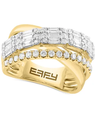 Effy Diamond Baguette & Round Crossover Statement Ring (1-1/4 ct. t.w.) in 14k Gold