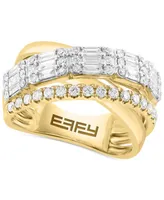 Effy Diamond Baguette & Round Crossover Statement Ring (1-1/4 ct. t.w.) in 14k Gold