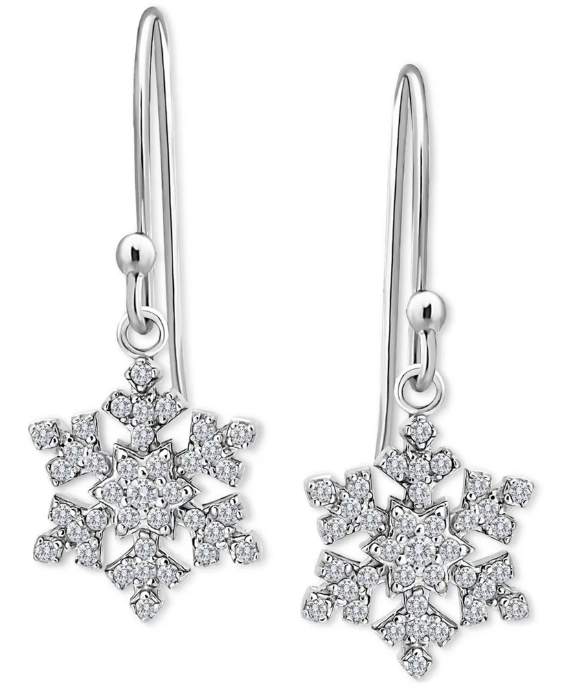 Giani Bernini Cubic Zirconia Snowflake Drop Earrings in Sterling Silver, Created for Macy's